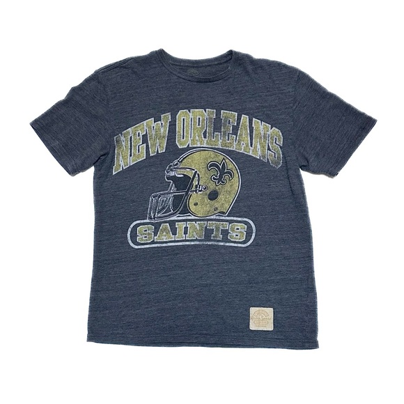 New Orleans Saints Graphic Tee Retro Brand Vintage Wash Grey T-Shirt - Picture 1 of 8